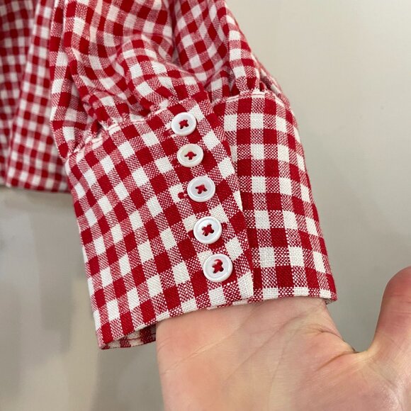 Last Chance! New Reformation Stilton 100% Linen Gingham Top Red 10, M $148 - Picture 7 of 9